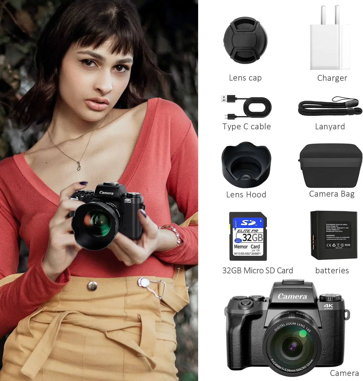Saneen Digital Camera, 4k Cameras, 64MP WiFi Touch Screen Vlogging Camera - 71rl6iefhil._ac_sl1500_